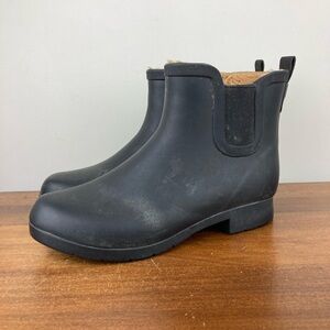 Chooka Delridge Chelsea Waterproof Rain Boots Faux Fur Lined Black Women’s 10.